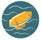 Pictogramme d’un flotteur ballotté par les vagues.