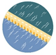 Pictogramme d’un barrage traversant un estuaire, avec l’eau de mer d’un côté.
