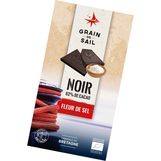 Tablette de chocolat Grain de Sail dont le cacao a été transporté à la voile.
