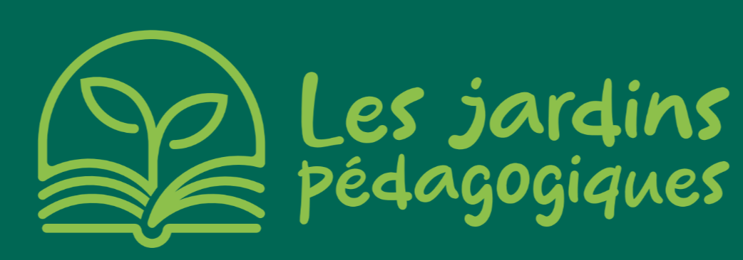 Logo de l’association Les Jardins Pédagogiques : une jeune pousse sortant d’un livre ouvert.